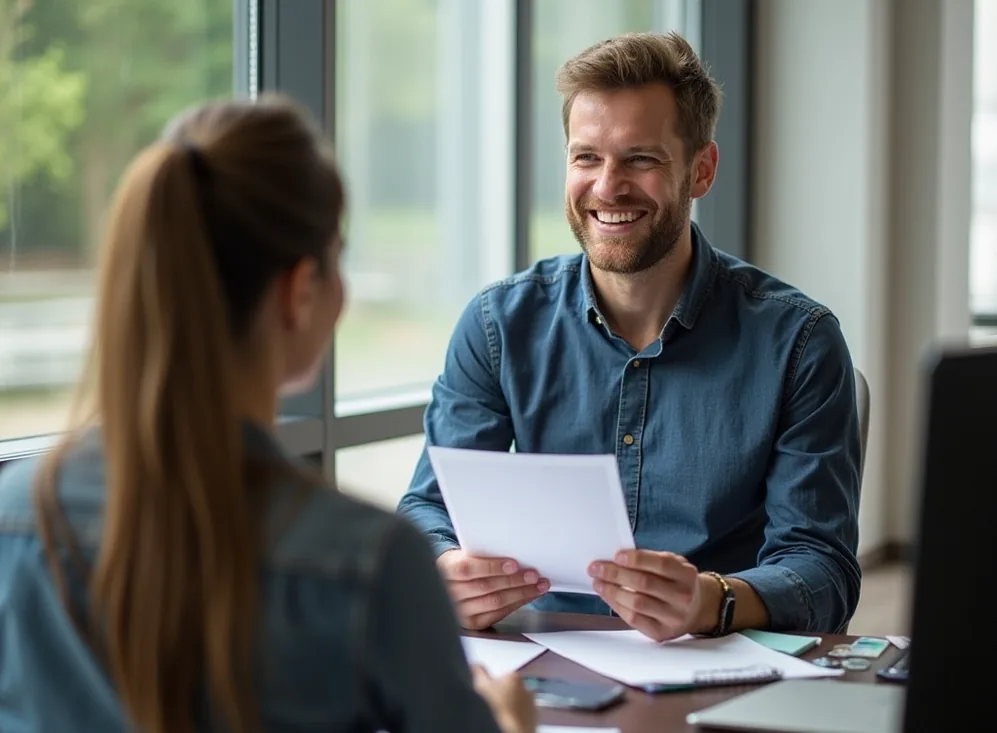 Business coach with manager discussing strategy